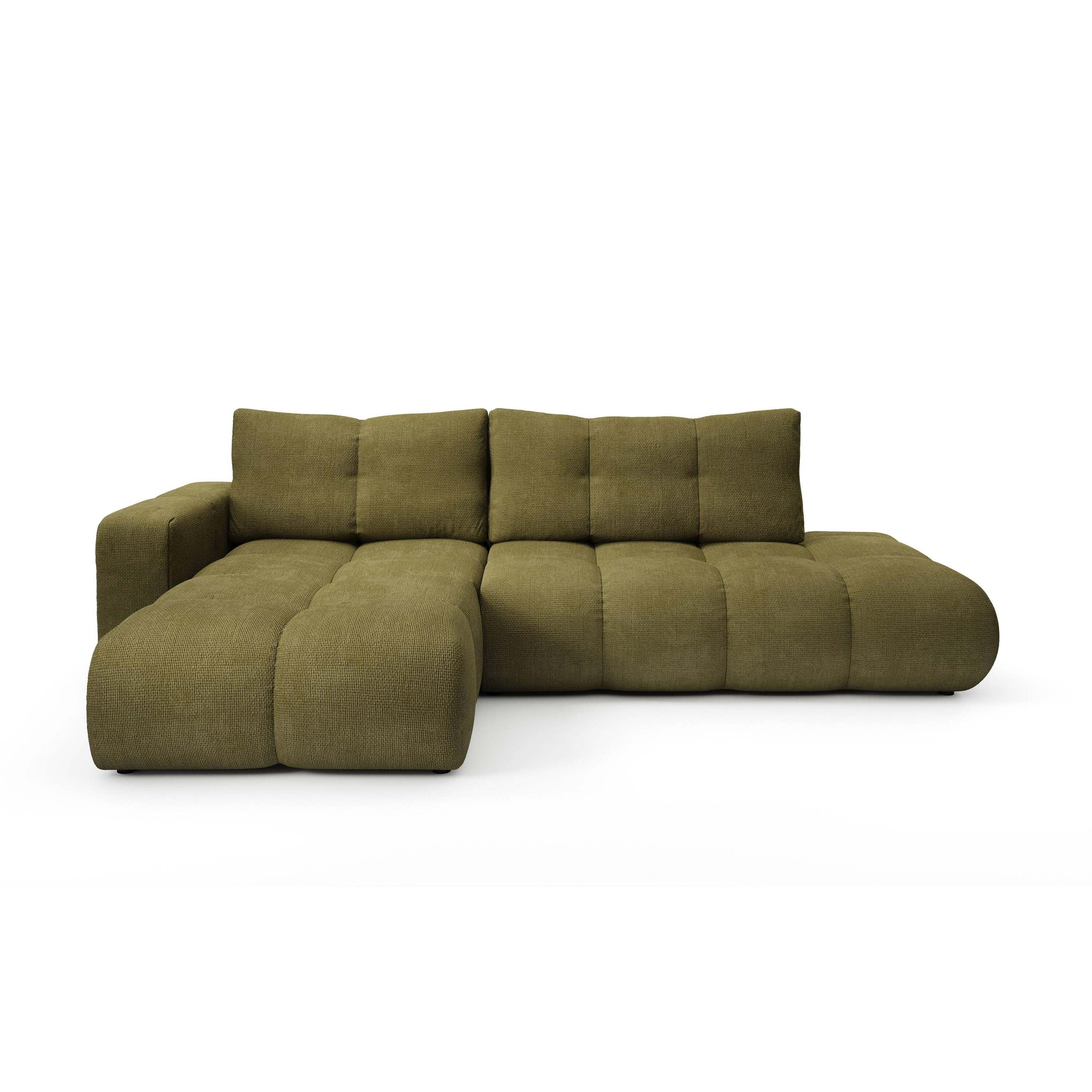 by fonQ Charme Hoekbank Links met Slaapfunctie - Chenille - Olijfgroen