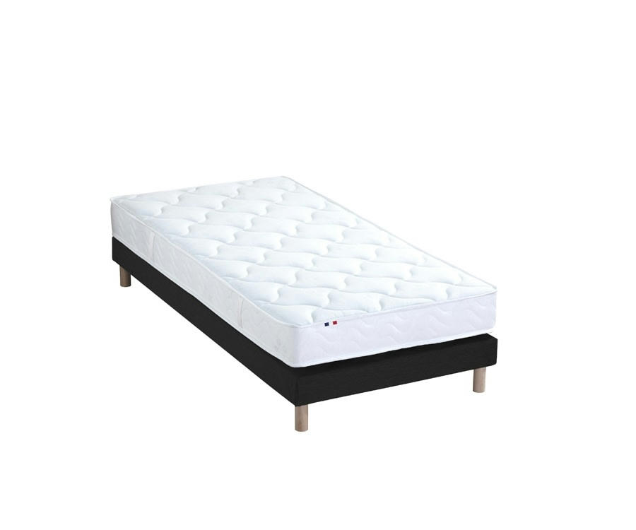 ENSEMBLE ESSENTIEL - Ensemble matelas latex 3 zones sommier noir 90x190