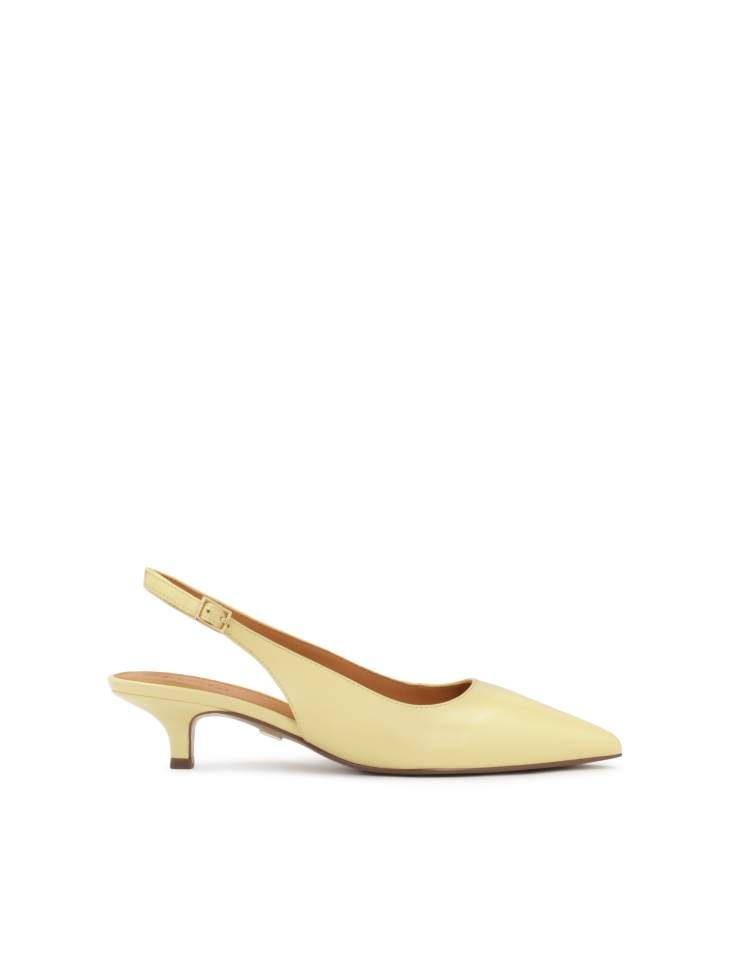 Bright yellow low-heeled pumps