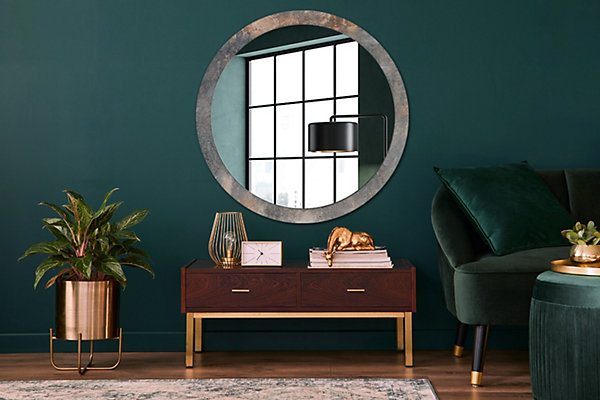 Miroir Circulaire avec Cadre Imprimé Décoratif Tulup 100 cm - 86 cm Béton Vintage