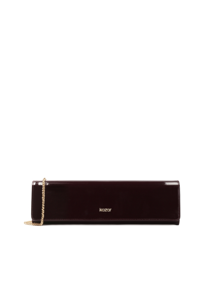 Elongated patent evening handbag