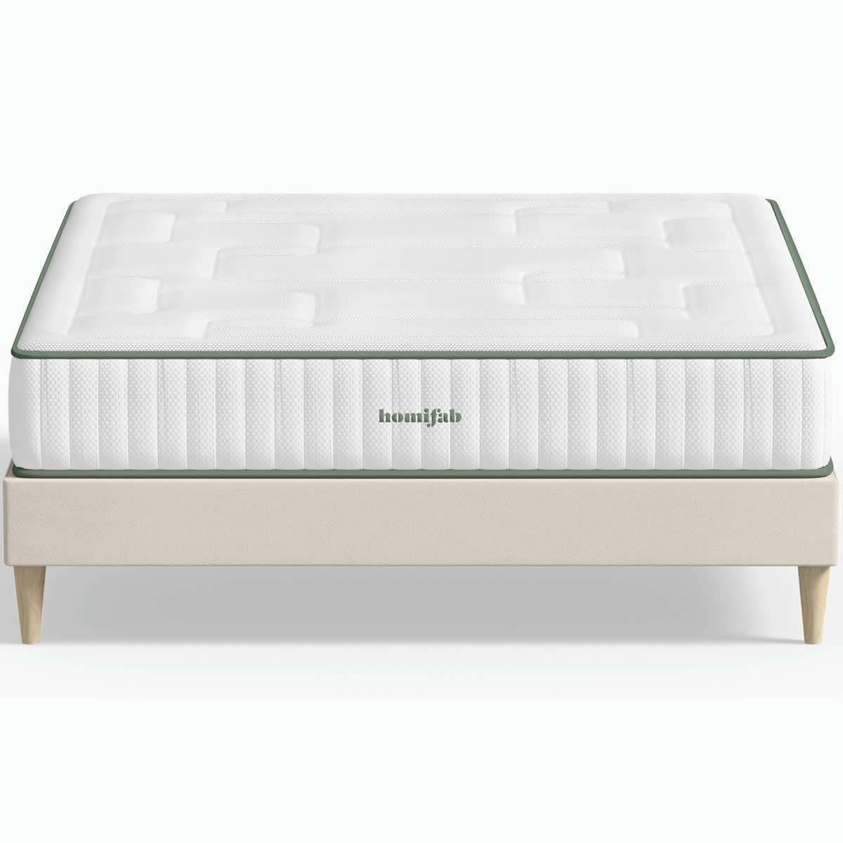 LATEX LUXURY & DINA - Pack lit 140x190 en velours beige + Matelas latex