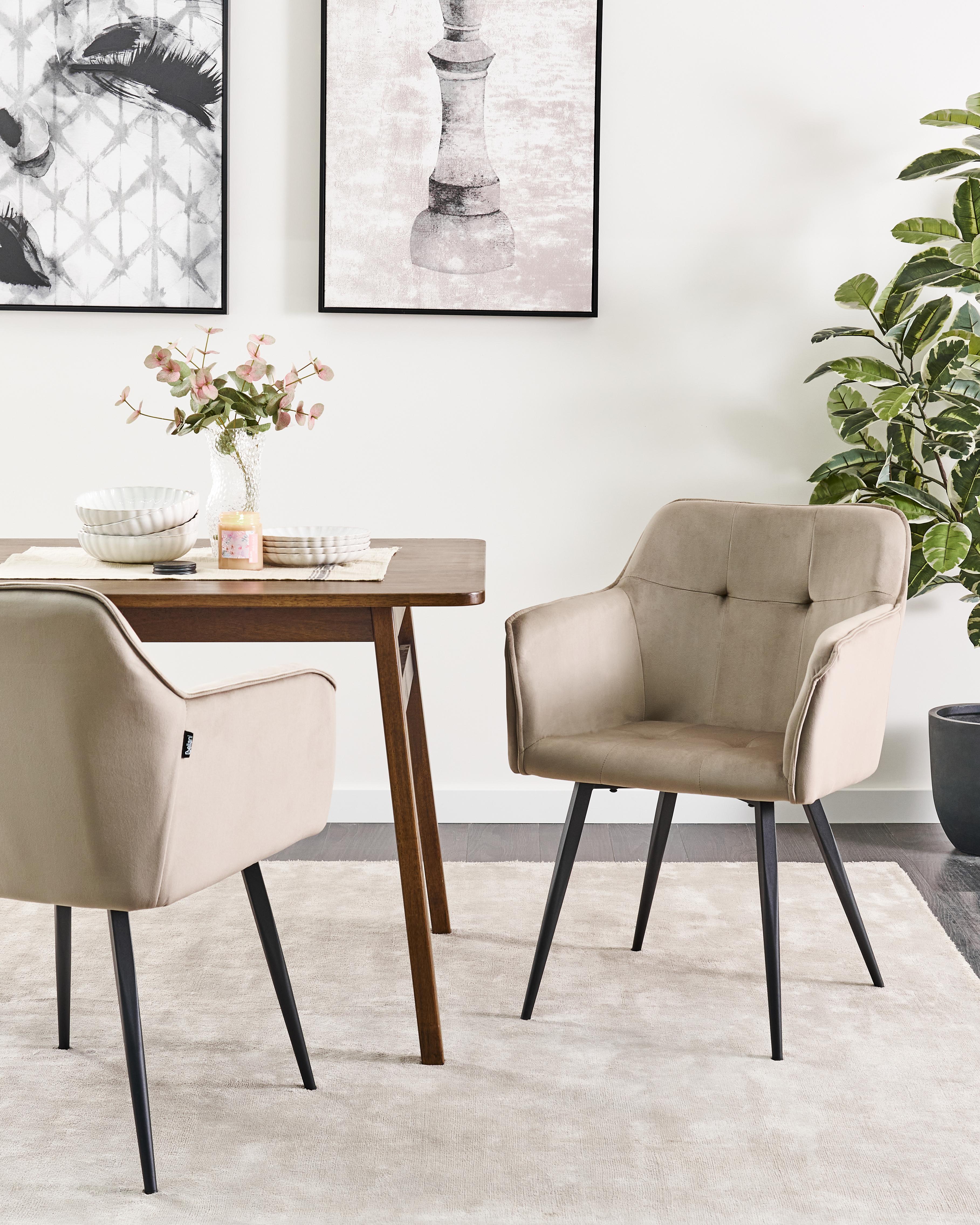 Set of 2 Dining Chairs JASMIN Velvet Taupe