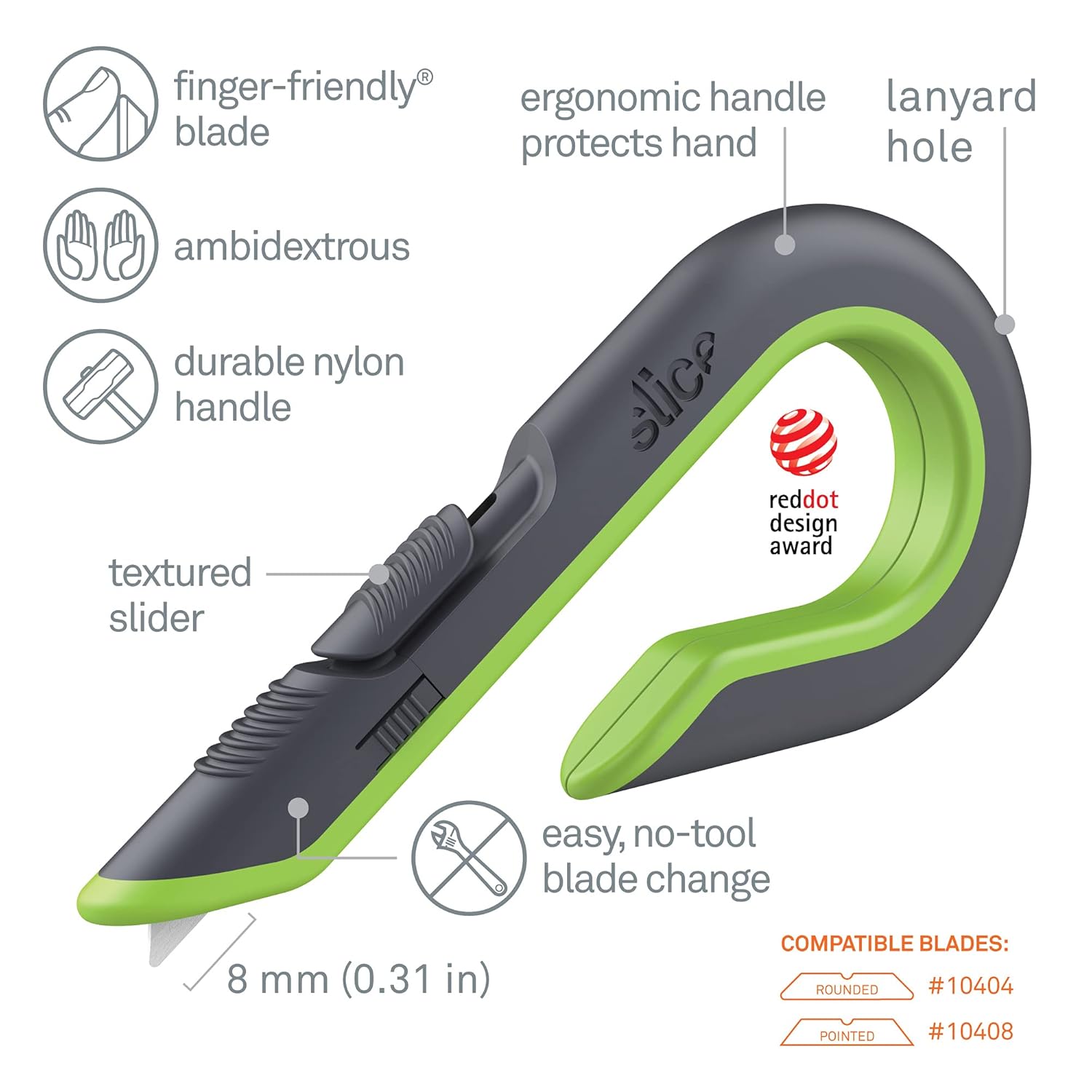 Slice Auto-Retractable Box Cutter, Heavy Duty Utility Knife, Safe Ceramic Blade Lasting 11x Longer than Metal, 6 Pack