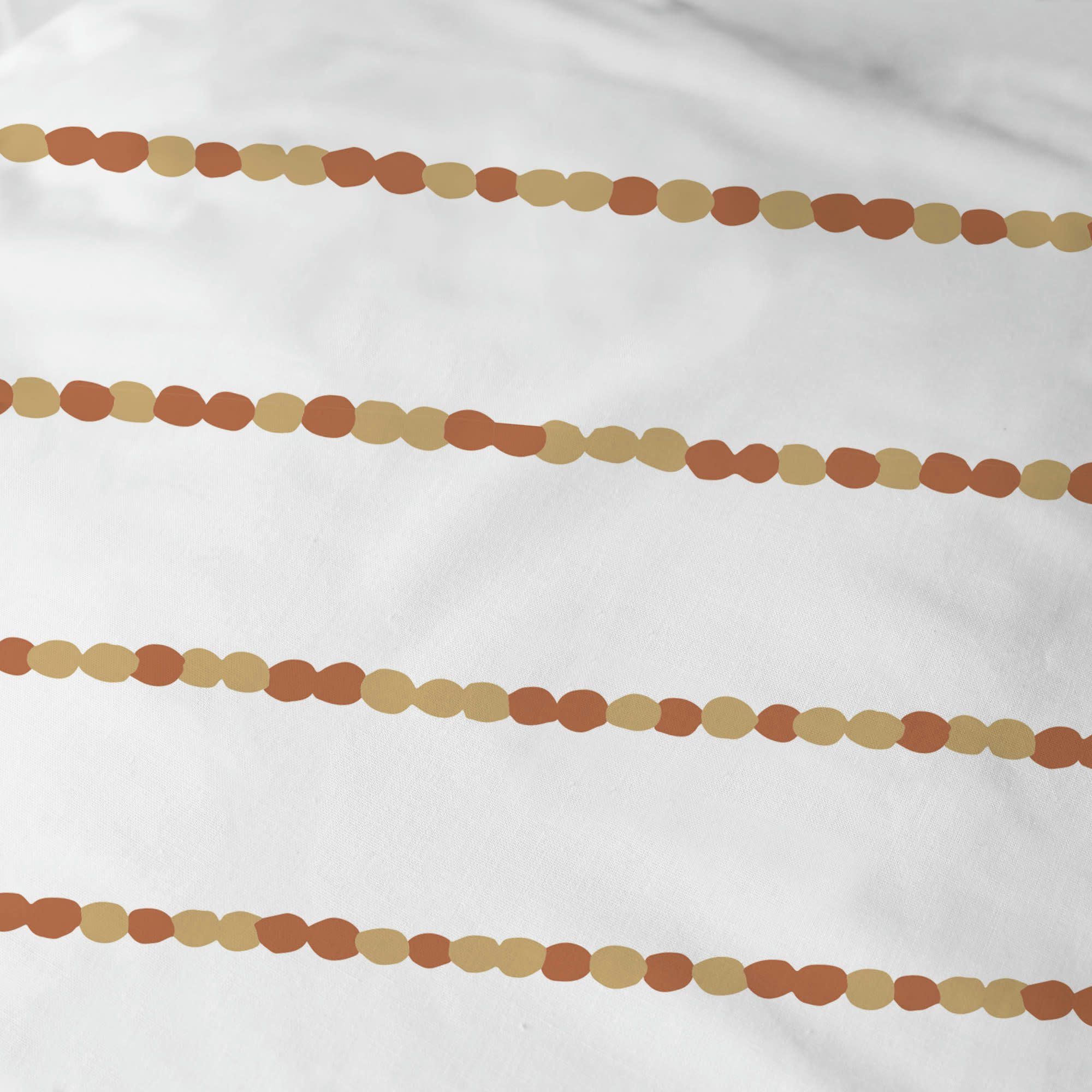 DÉCO VÉGÉTALE - Drap-housse imprimé en coton Caramel 140x190/200cm - Bonnet 30cm