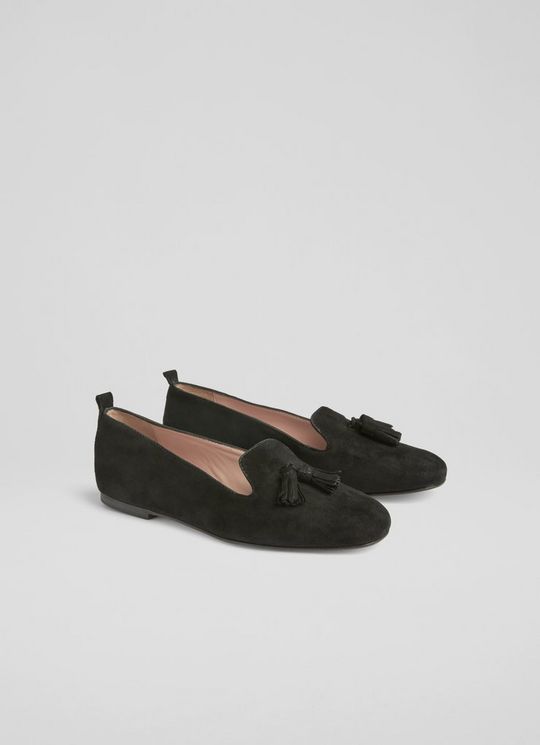 Jessie Black Suede Tassel Loafers