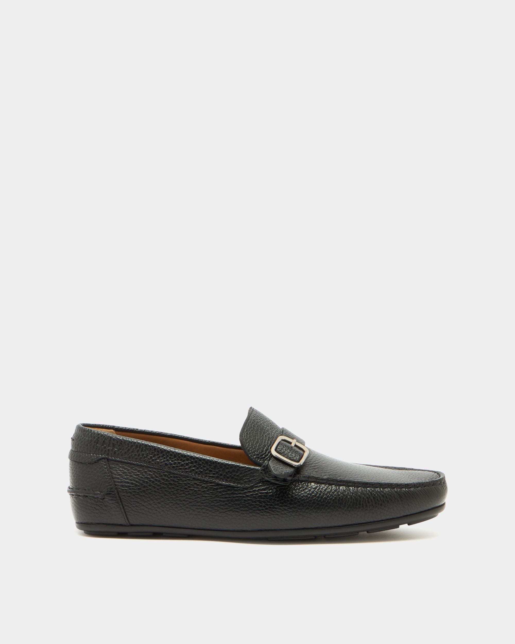 Driver-Schuh Clay aus genarbtem Leder in Schwarz