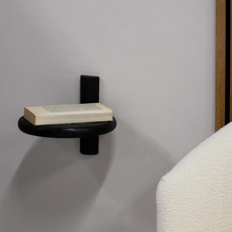 Wandplank Zwart Mangohout - 25x25x20cm - Febe