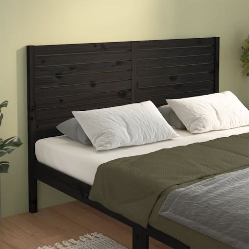 NNEVL Bed Headboard Black 186x4x100 cm Solid Wood Pine