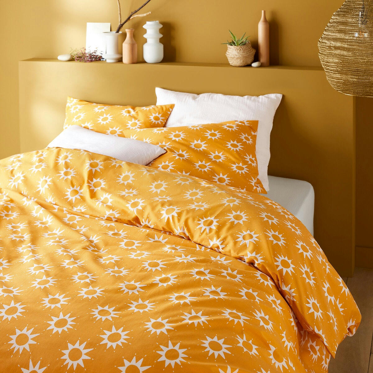 Parure de lit coton taie rectangulaire, Soleil