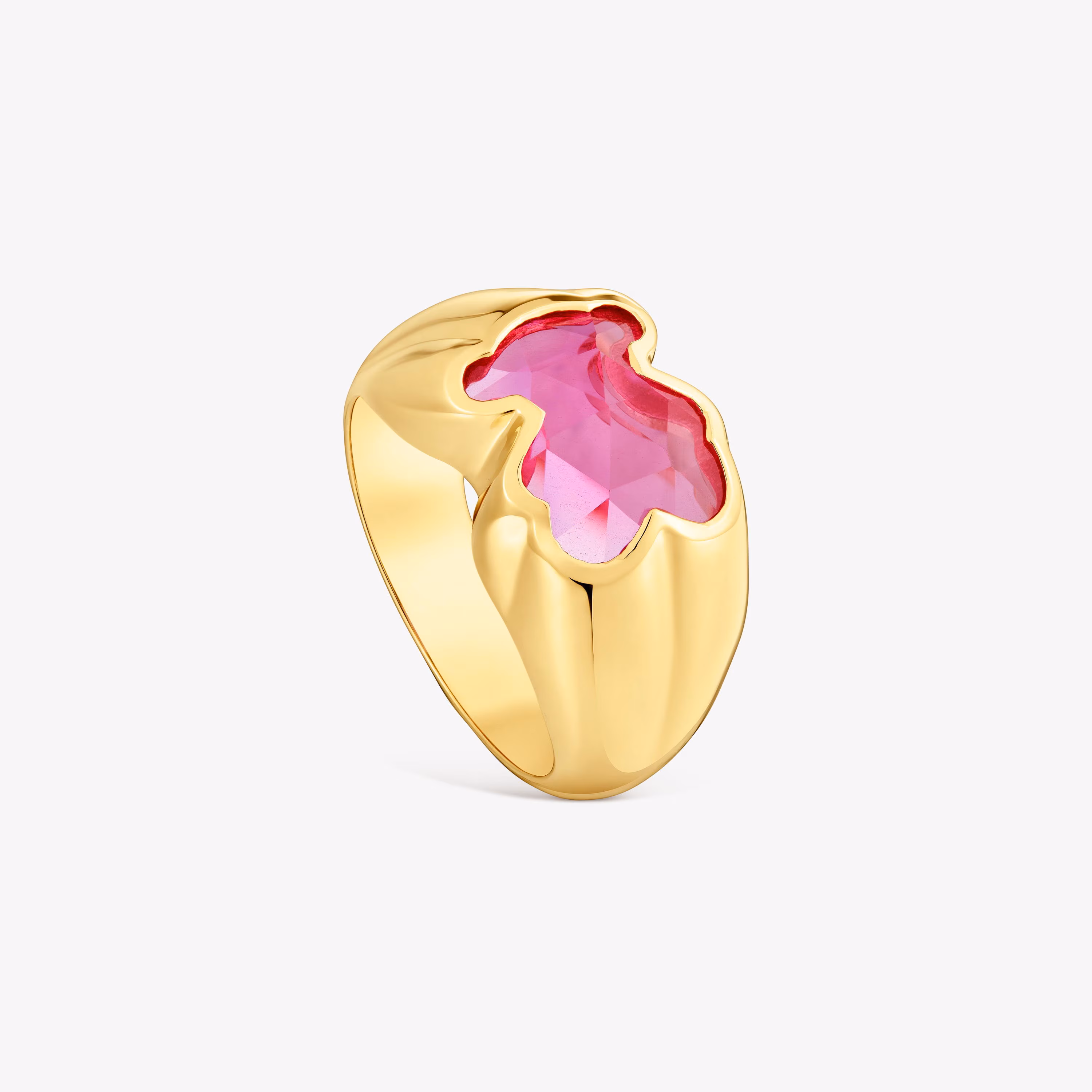Anillo mediano con baño de oro 18 kt sobre plata y rubí creado en laboratorio Icon Color LGG