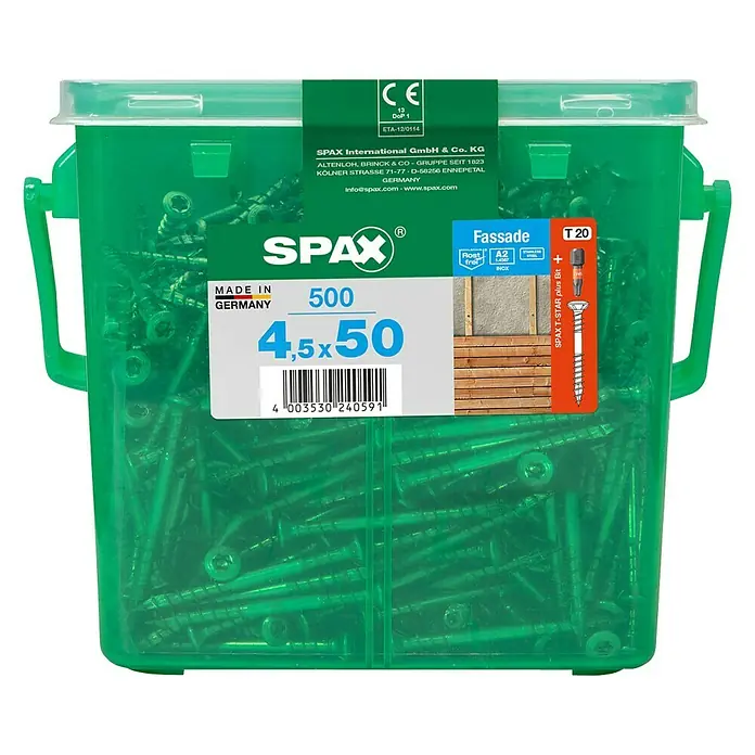 FASADESKRUE SPAX RUSTFRI A2 4,5X50 500STK/PK