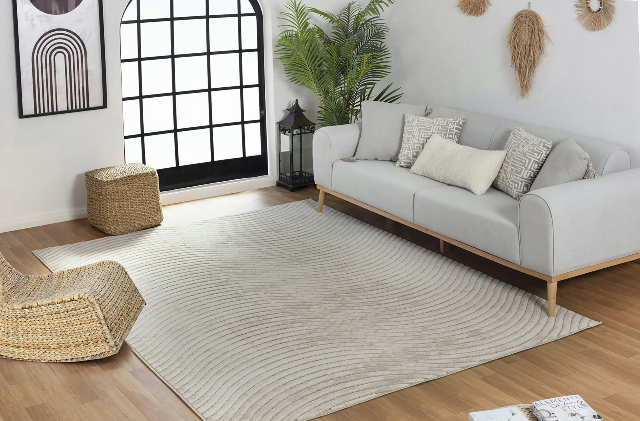 AYUMI - Tapis d'Intérieur/d'Extérieur Hygge Beige 80x150