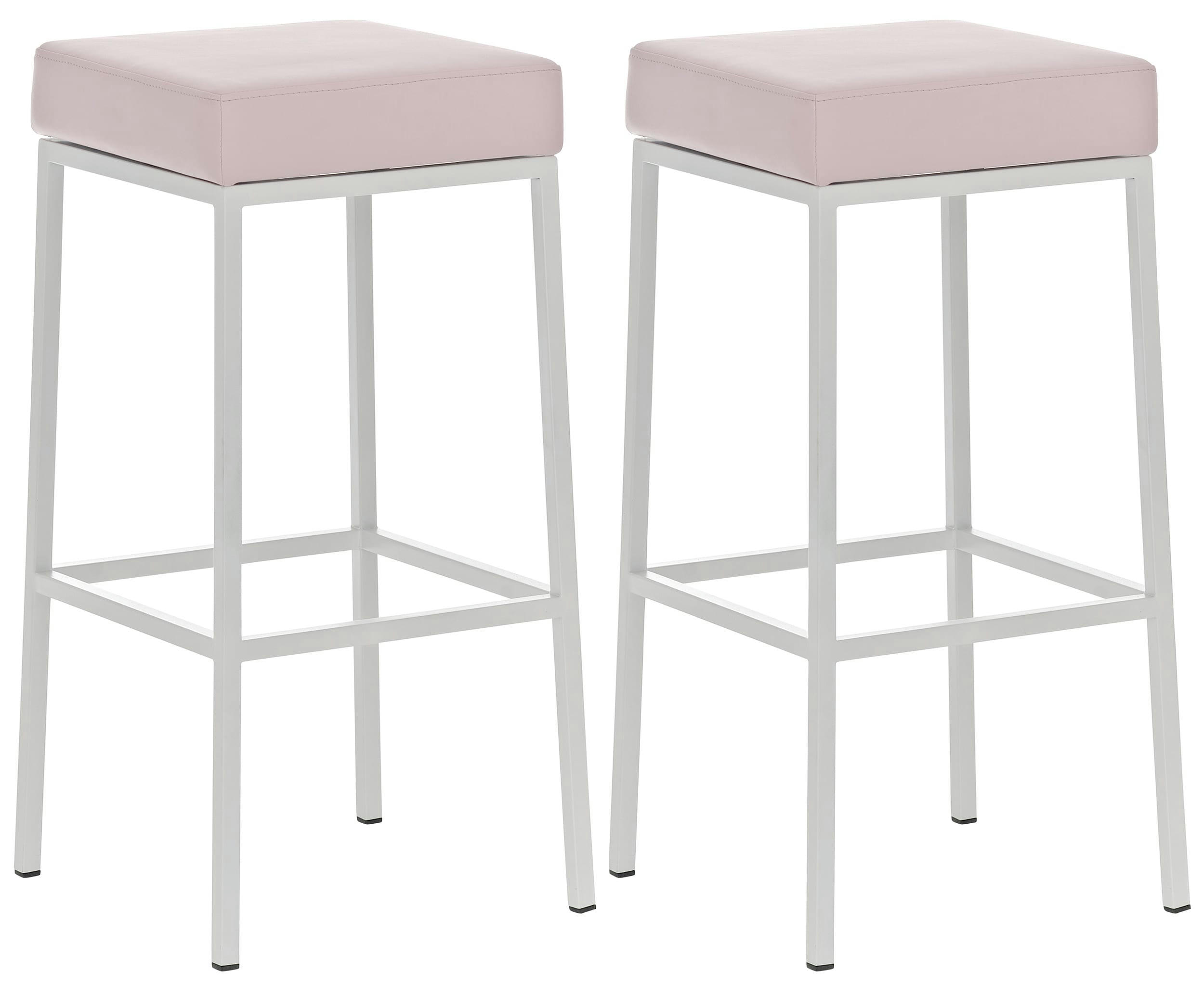 MONTREAL - Lot 2 tabourets de bar avec pieds en métal en similicuir Rose