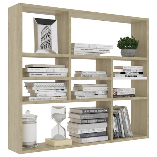 NNEVL Wall Shelf Sonoma Oak 90x16x78 cm Chipboard