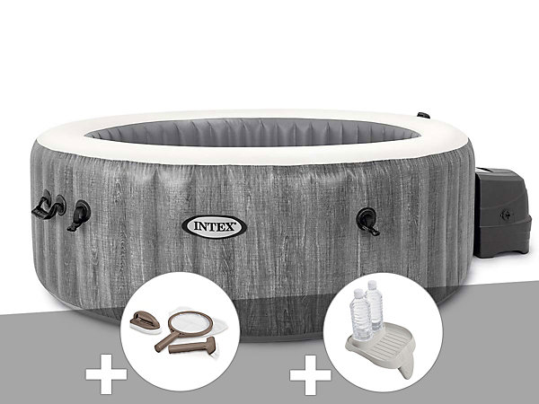 Kit spa gonflable Intex PureSpa Baltik rond Bulles 6 places   Porte-verre   Kit de traitement brome