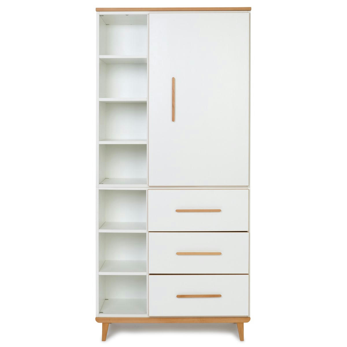 NADO - Armoire 198cm 1 porte 3 tiroirs blanc
