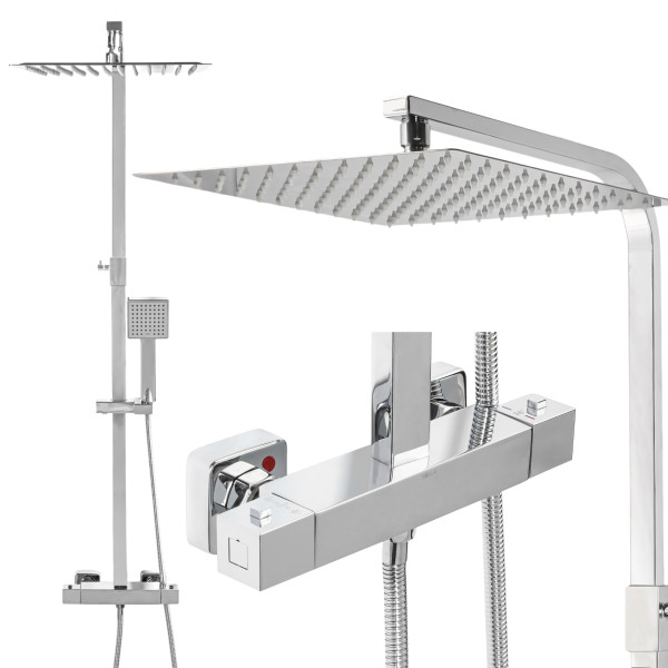 Yoka Home bateria prysznicowa GOBA termostatyczna chrom deszczownica zestaw