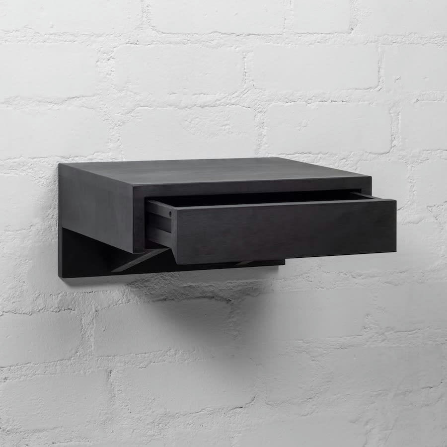 BO - Table de chevet en hêtre noir huilé