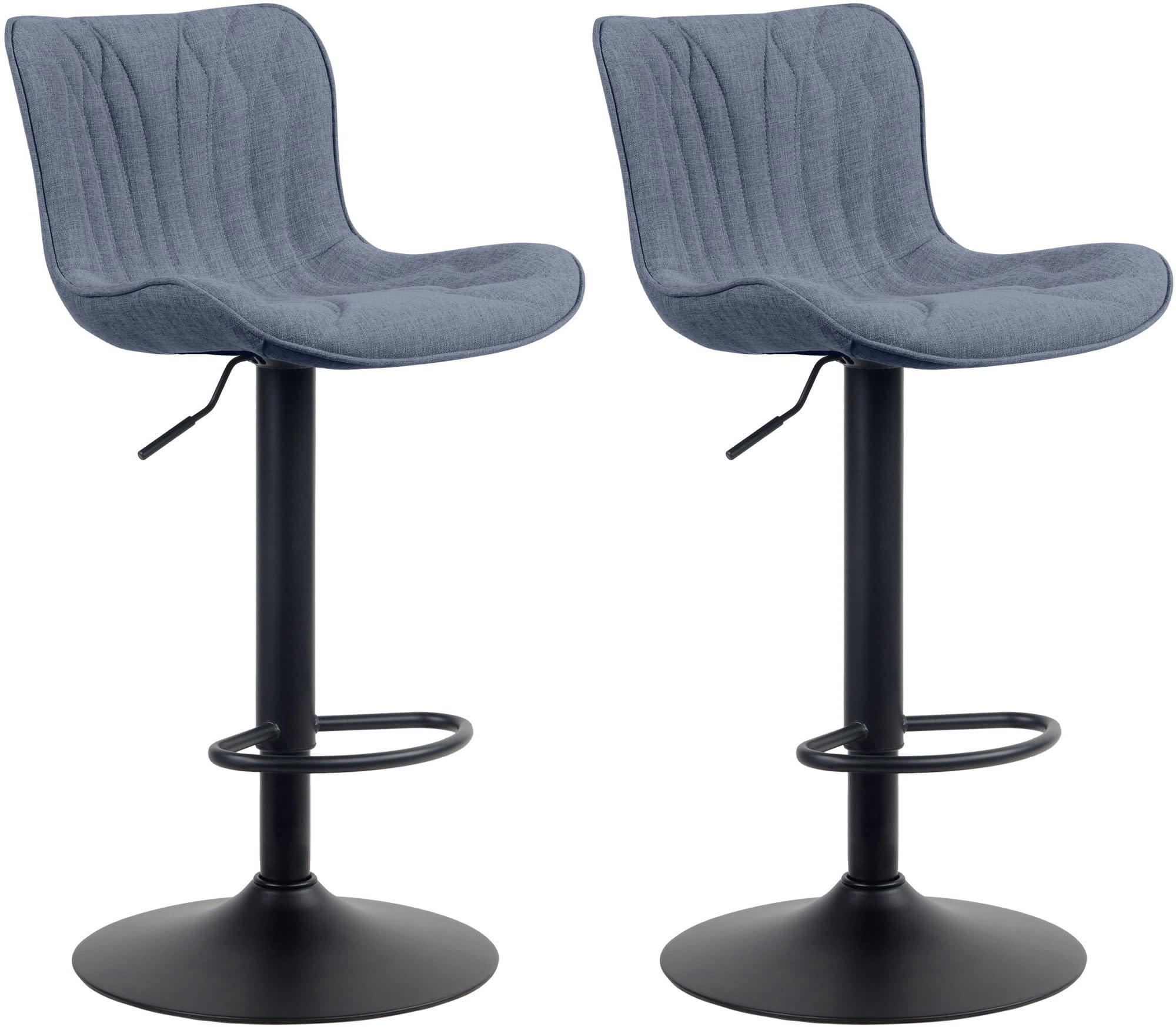 LINUS - Lot de 2 tabourets de bar ajustables en tissu Bleu