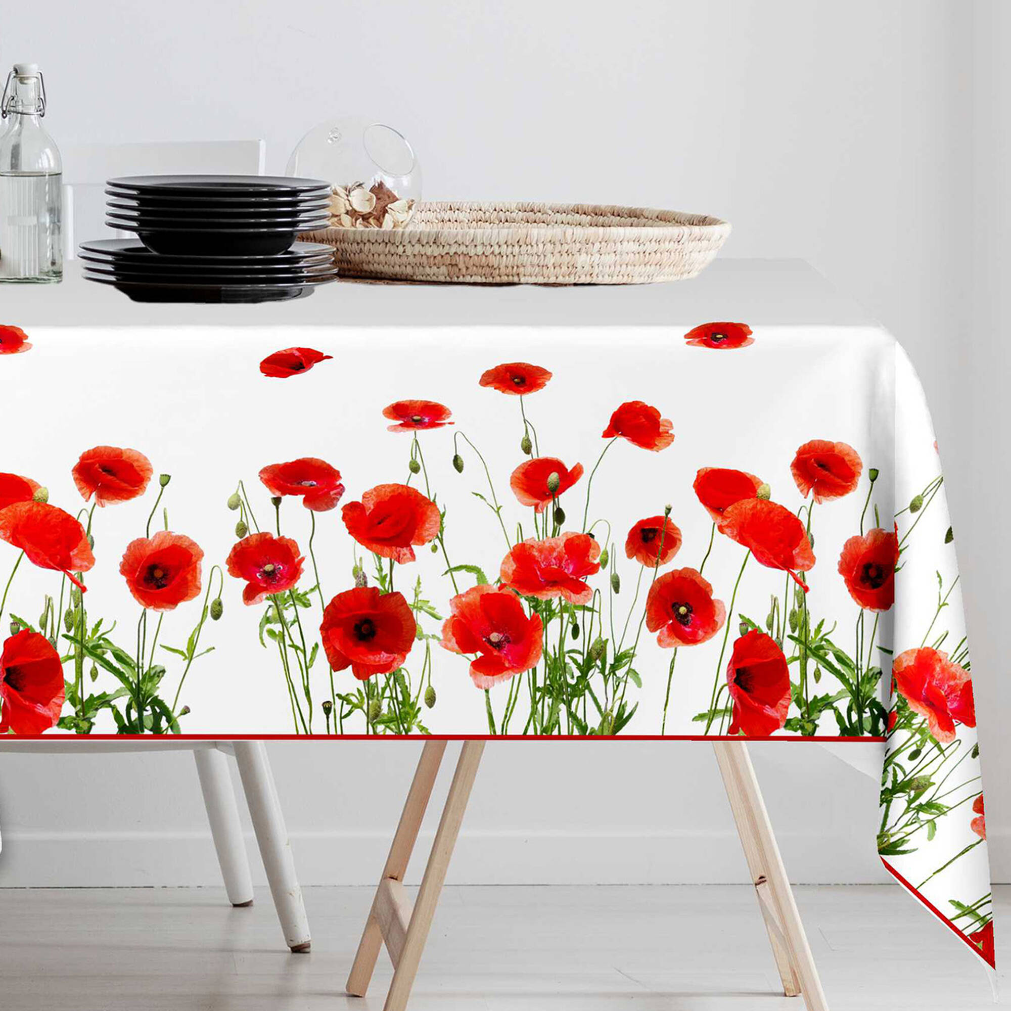 Nappe toile cirée imprimé coquelicots