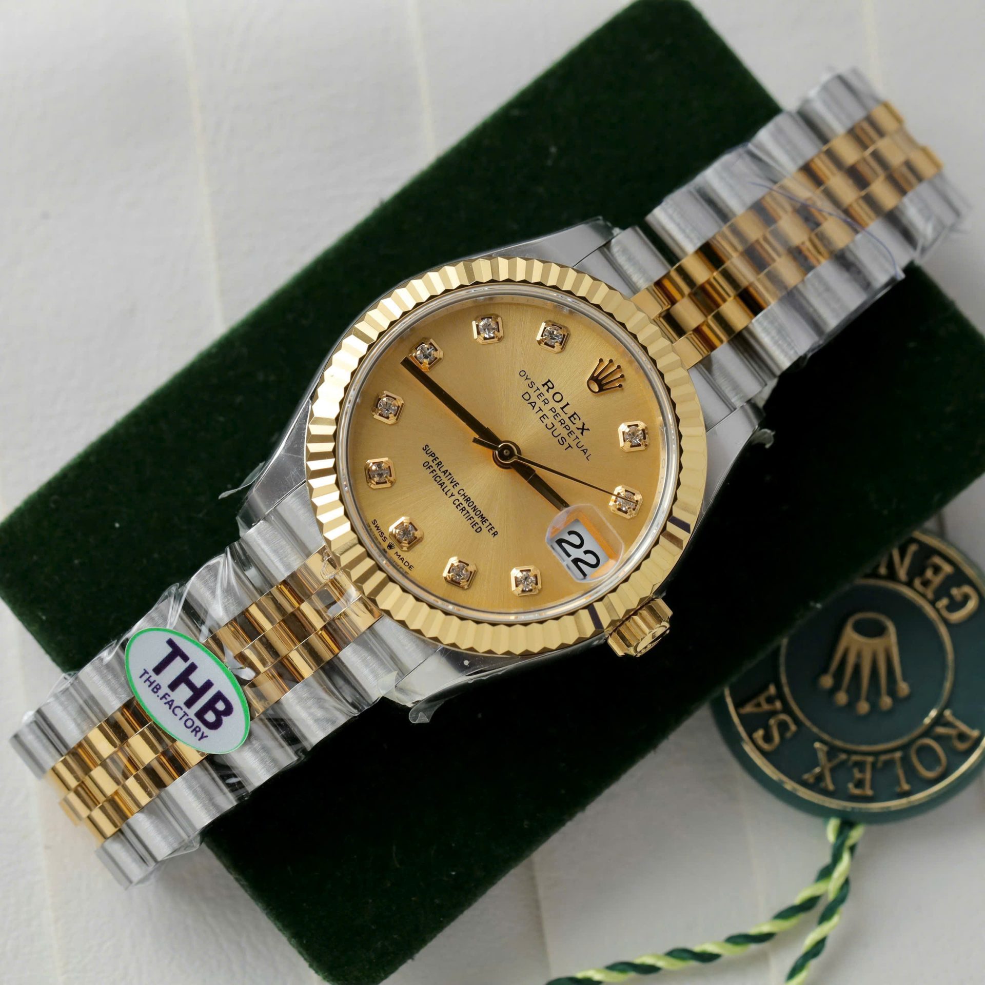 Rolex Datejust 278273 SS/YG Plated Champagne Dial CZ Diamonds 31mm Jub THBF Replica