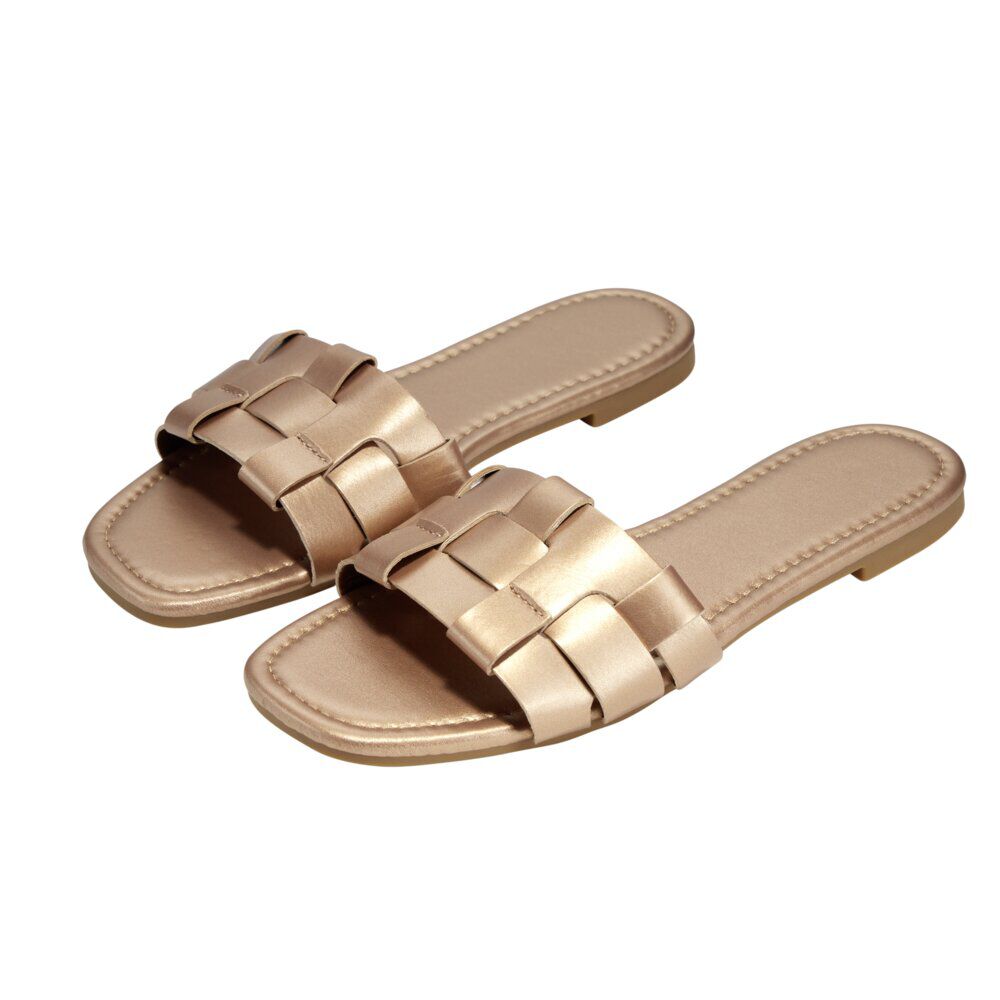 Sandales femme carrées simili rose gold 39/40