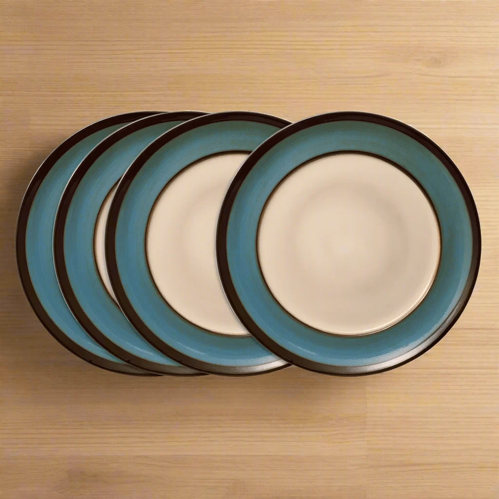 Gourmet Basics Belmont Set of 4 Blue Round Dinner Plates