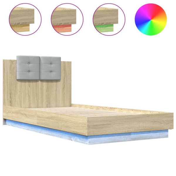 Łóżko Drewniane Rama Łóżka Sofa Brązowe Do Sypialni Pokoju LED 75x190 cm