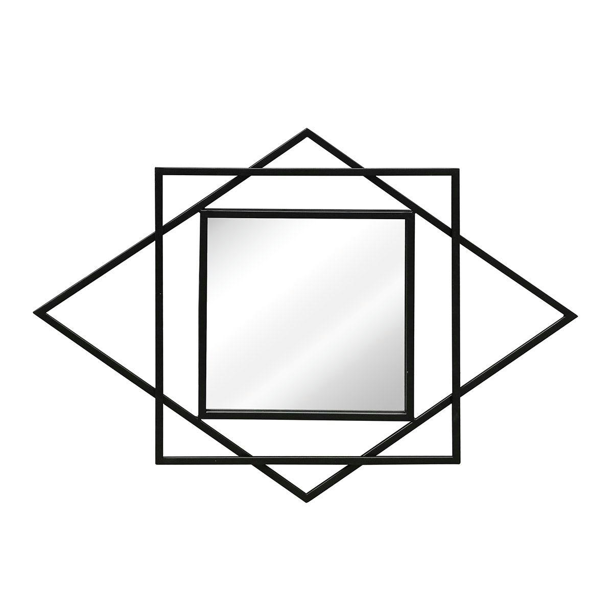 - Miroir à motif graphique Art Déco noir 70 x 50 cm - Tonka