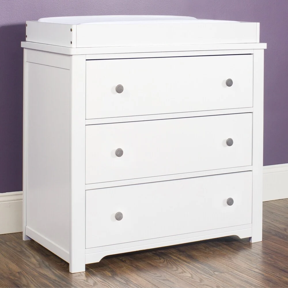 Forever Eclectic Harmony 3-Drawer Dresser with Dressing Kit-Matte White - N/A