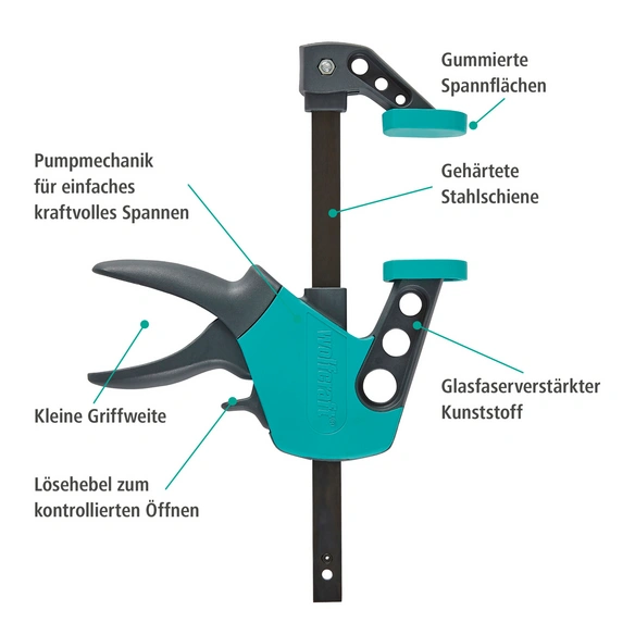 Zwinge, Länge: 30 cm, Stahl/glasfaserverstaerkter_Kunststoff_gfk