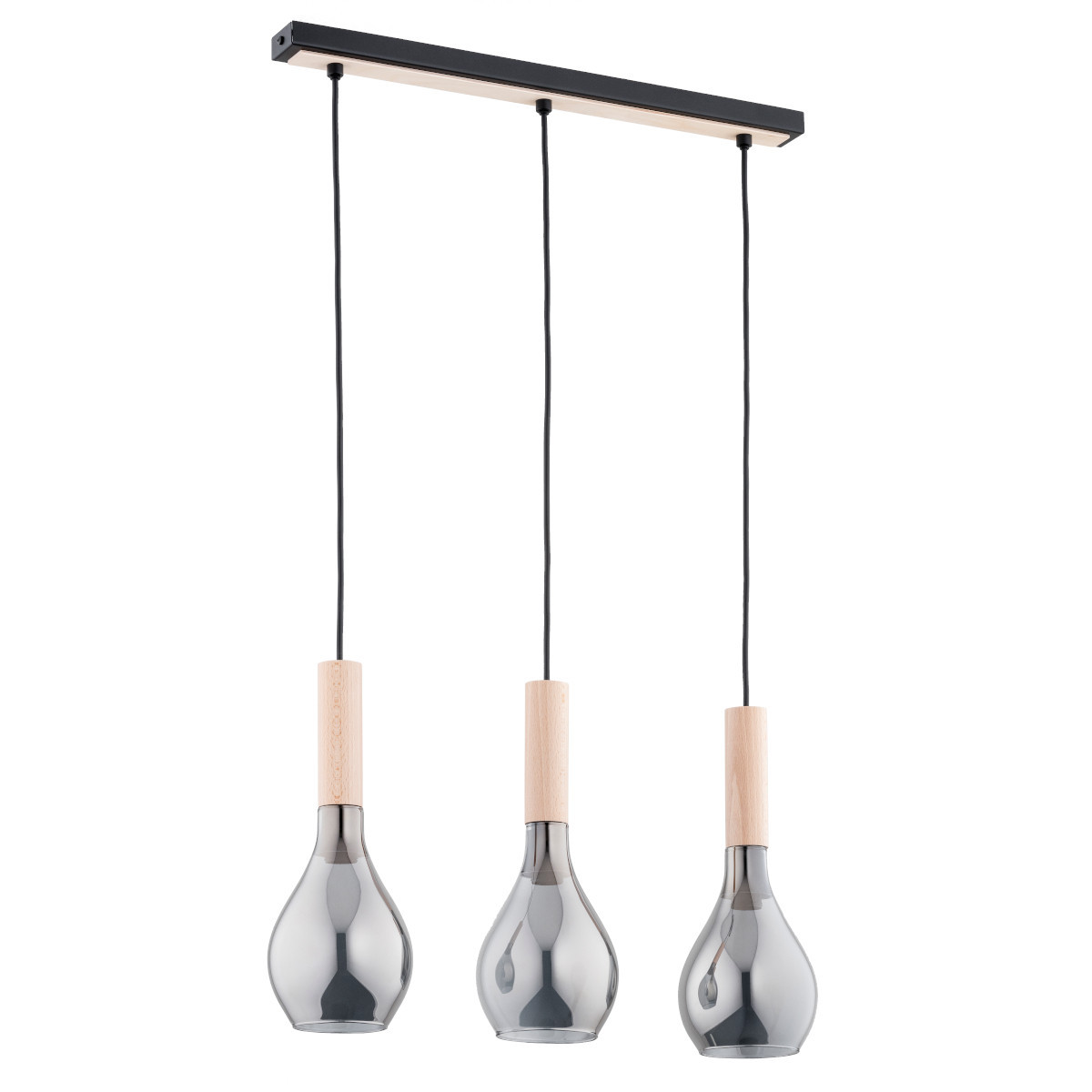 Lampa wisząca KATRIN jasne drewno-czarna-dymiona 3xE14x10W IP20 Alfa