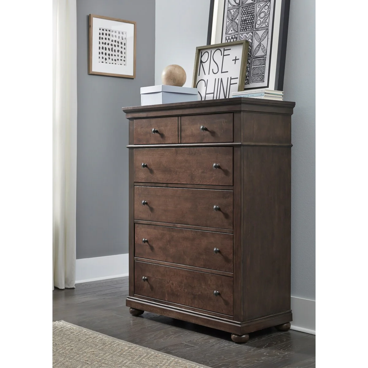 Canterbury Five Drawer Chest, Warm Cherry