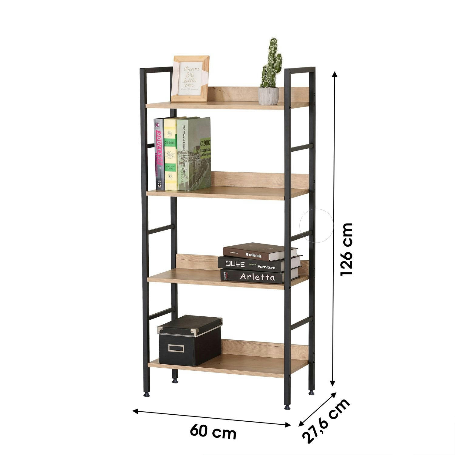 COLORADO - Etagère droite 4 niveaux en métal et mdf beige