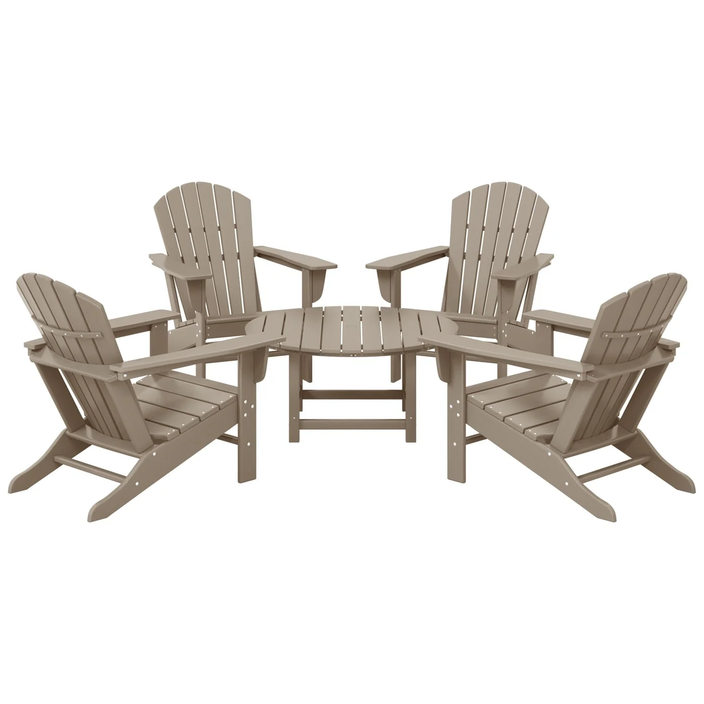 Polytrends Altura Outdoor 5-Piece Adirondack Chair & Round Coffee Table Conversation Set