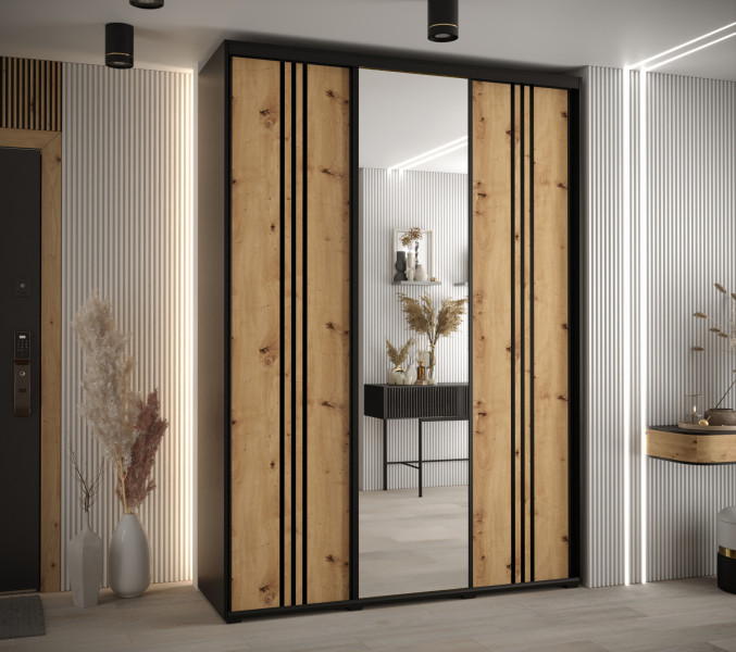 Szafa przesuwna 45 wysoka Davos 7 180 czarny artisan czarny