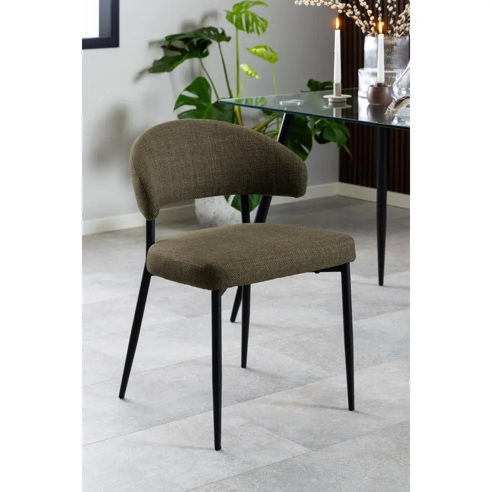 Eetkamerstoel Groen - Zithoogte 47,5cm - Catania - Set van 2