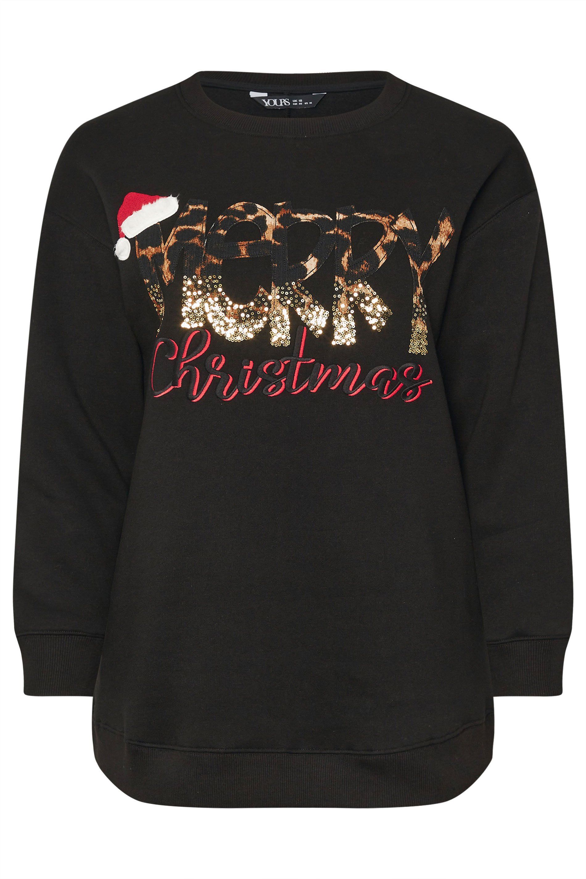 Yours Merry Christmas' Sequin Embellished Sweatshirt