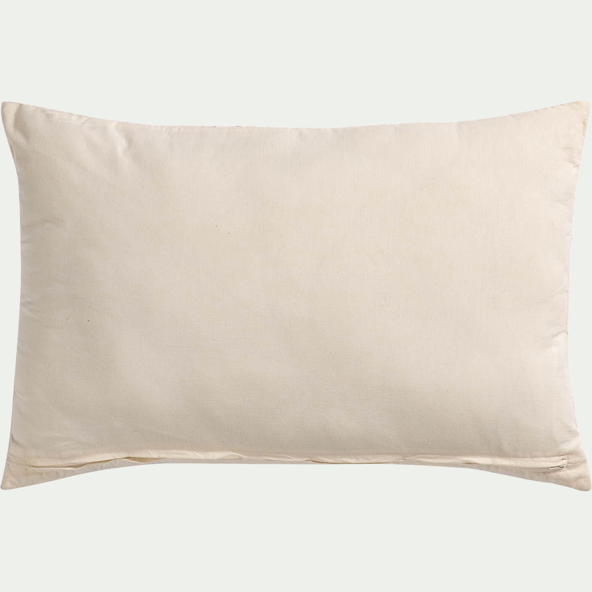 ALISON - Coussin brodé rehaussé de dentelle en coton 40x60 - blanc cassé