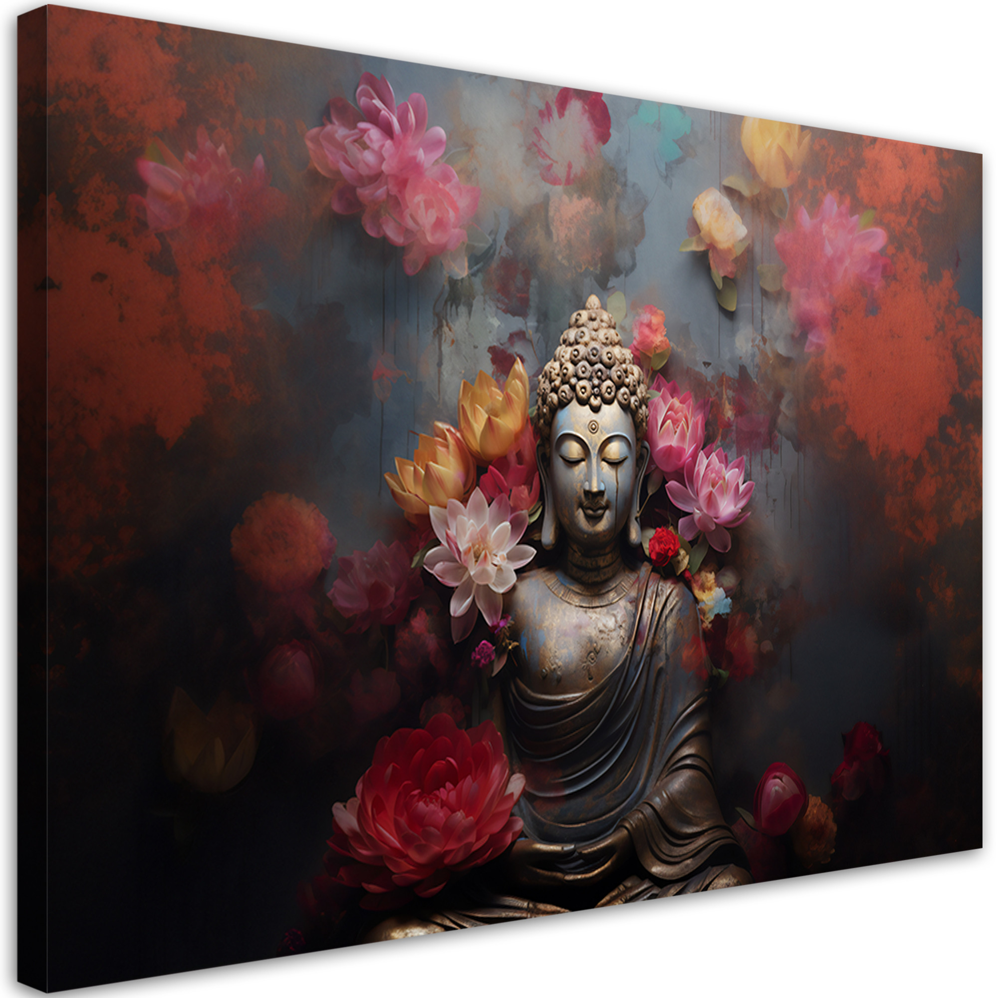 Feeby Obraz na płótnie, Budda Kwiaty Zen Abstrakcja 60x40