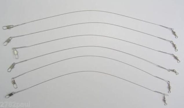 6 x Surecatch 12 Inch x 40lb Clear Wire Fishing Trace with Swivels and Snaps