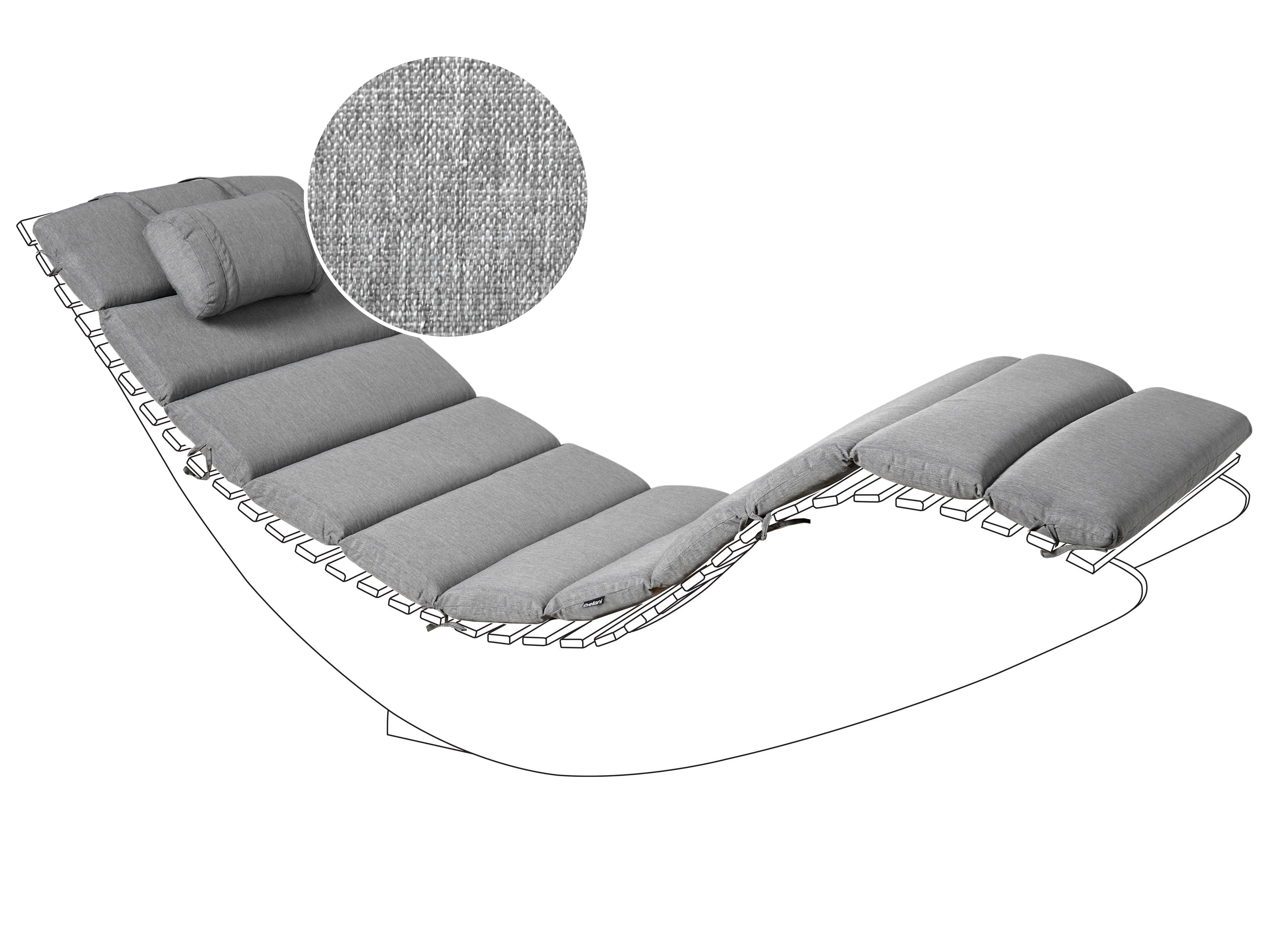 Sun Lounger Pad Cushion BRESCIA PREMIUM 180 x 60 cm Grey Melange