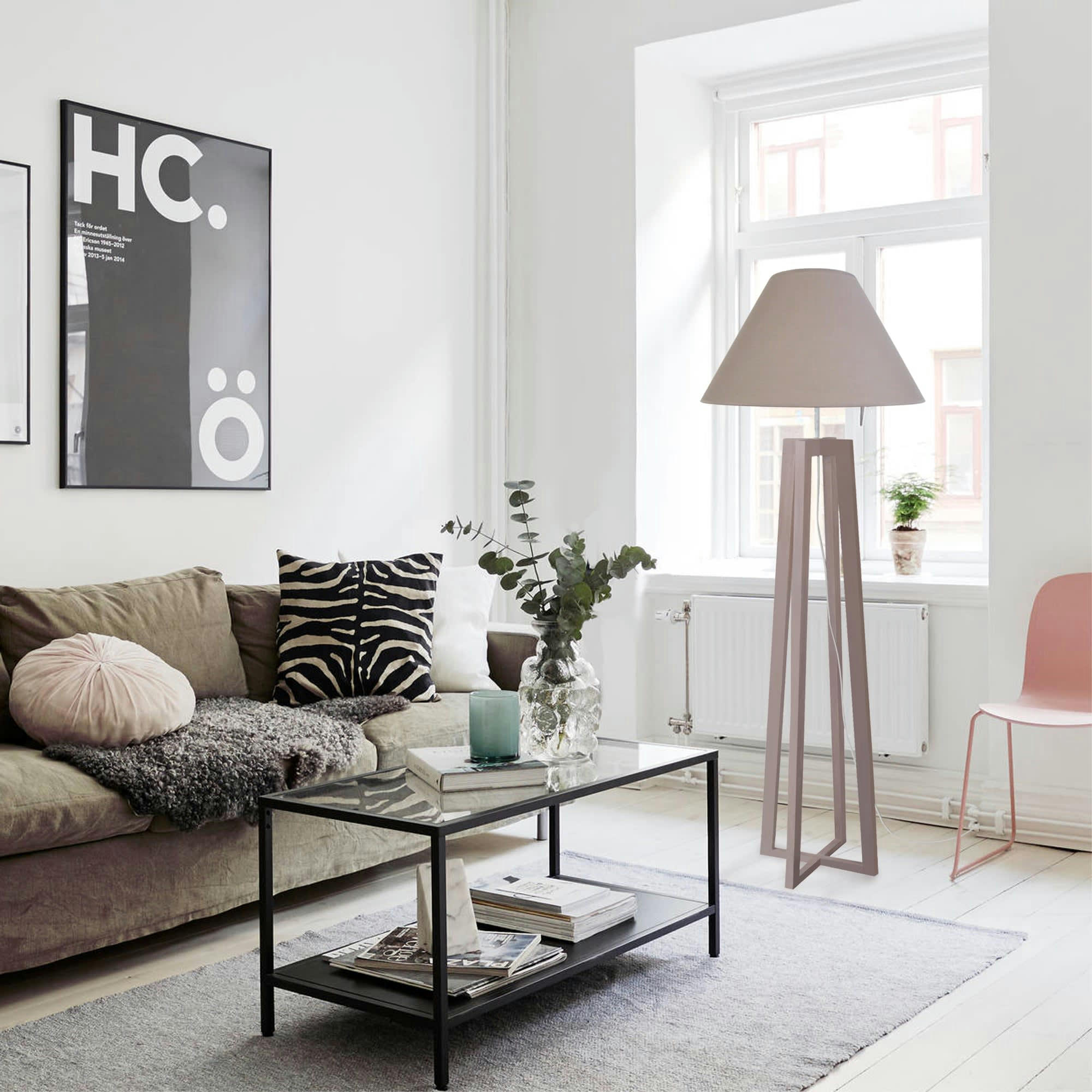 LOT - Lampadaire bois taupe