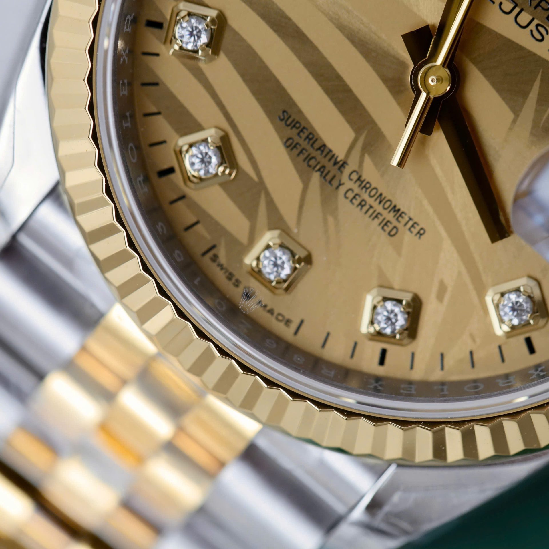 Rolex Datejust 126233 SS/YG Plated Gold Palm Dial CZ Diamonds 36mm Jub Super Clone
