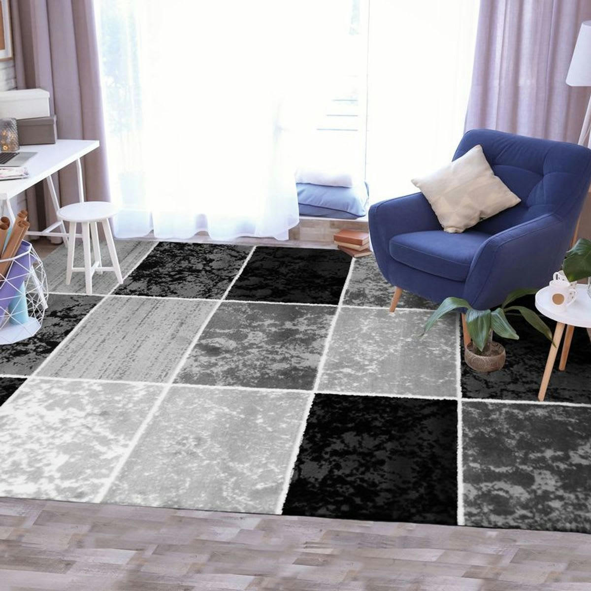 METRO - Tapis à motifs cubes noir 160x230