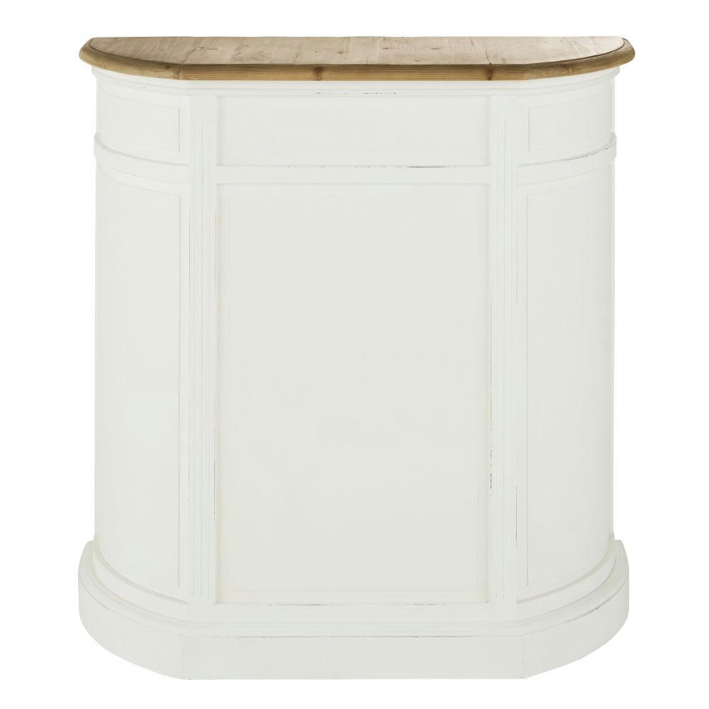 Provence - Bar 2 tiroirs, 3 étagères et rangement bouteilles blanc et beige