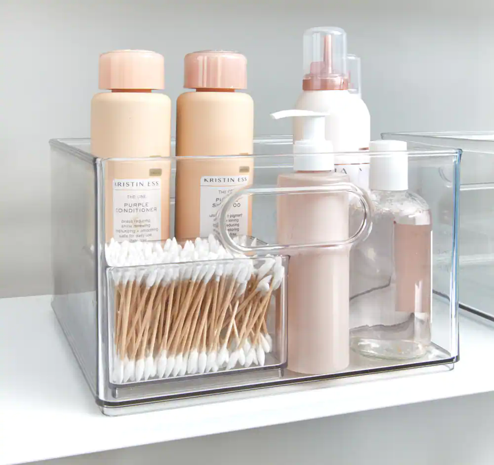 The Home Edit by iDESIGN Clear Stackable Large Shallow Organizing Storage Bin, 1.75-L