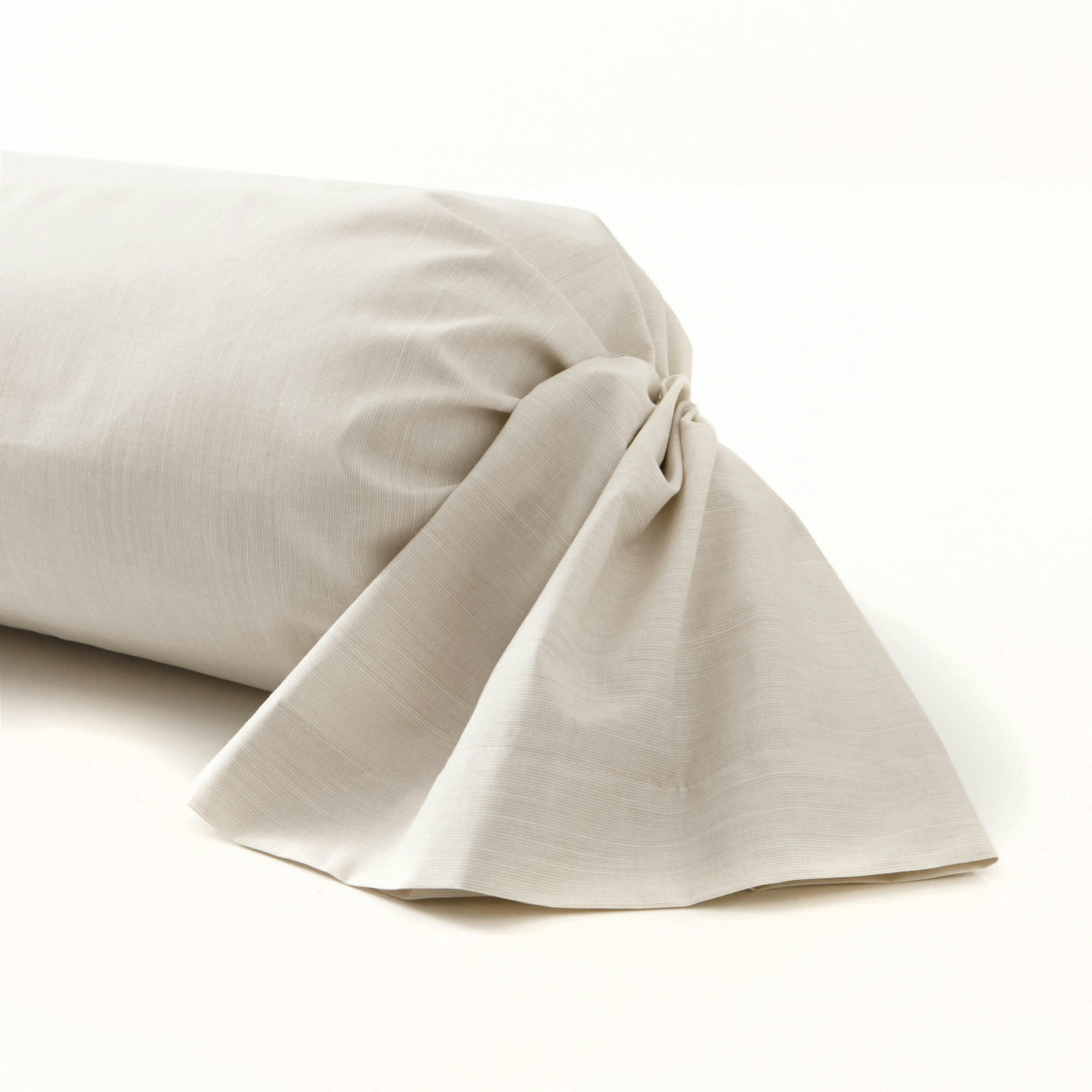 ÉCORCE - Taie de traversin fines rayures en bambou  creme 85 x 185