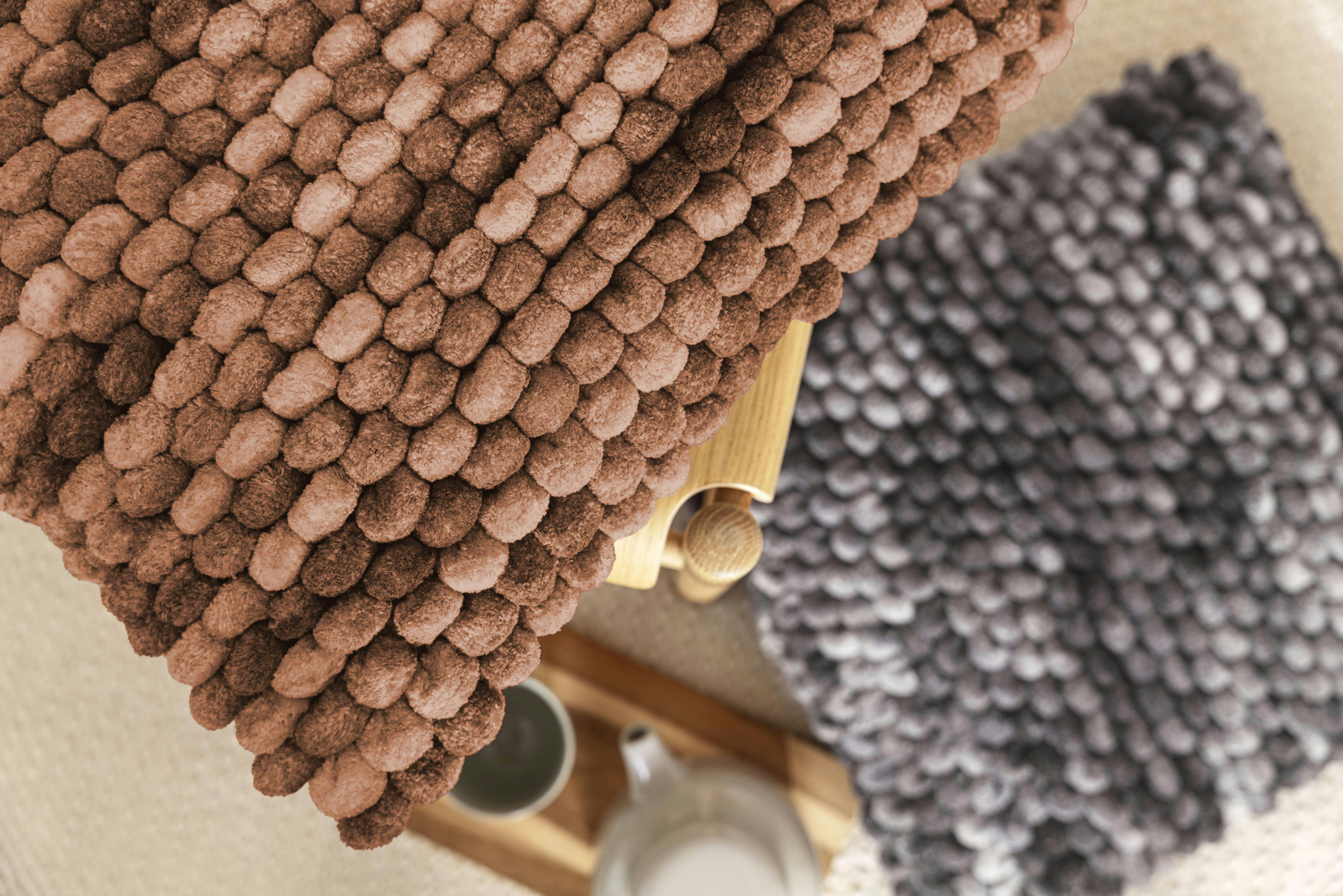 QUITO - Housse de coussin velours chenille bouclette cuivre - 45x45